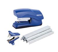 Bostitch Office Heavy Duty 40 Sheet Stapler with 1250 Staples & Claw Remover, Small Stapler Size, Fits into The Palm of Your Hand, Value Pack, Blue (B175-BLUE-VP)