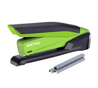 Bostitch Office InPower Spring-Powered Desktop Stapler, 20 Sheet Capacity, One Finger Stapling, Includes 210 Staples, Jam Free, Opens for Tacking, Green
