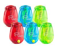 Bostitch Office Pencil Sharpener Twist-N-Sharp Colored Manual Small Sharpeners Hand Held, 6 Pack, Covered, Single Hole, Lime Green, Blue and Red Color Portable Handheld with Cover for Kids