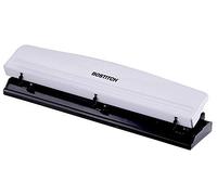Bostitch Office Premium 3 Hole Punch, 12 Sheet Capacity, Metal, Rubber Base, Easy-Clean Tray, White (KT-HP12-WHITE)
