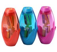 Bostitch Office Twist-N-Sharp Manual Pencil Sharpener, Double Hole, 3-Pack, Blue, Orange, Pink, (PS2-ASST-3PK)