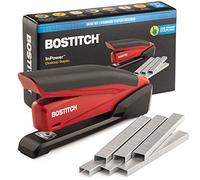 Bostitch Stapler - InPower, One Touch Heavy Duty Red Office Stapler with Built-in Staple Remover, 20 Sheet Capacity, 1260 Staples Included