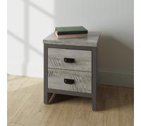 GFW Boston 2 Drawer Grey Bedside Table - Wilko