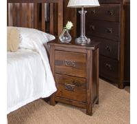 Boston 2 Drawer Petite Bedside Cabinet, Dark Wood Finish - Handcrafted Design
