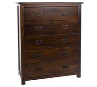 Boston 5 Drawer Chest Of Drawers In Stained Dark Wood