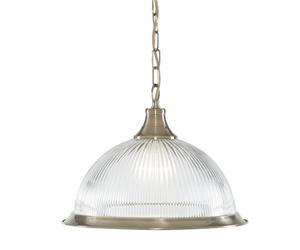 Boston American Diner Style Single Glass Ceiling Pendant Light In Antique Brass