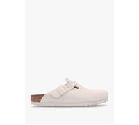 Boston Antique White Suede Leather Clogs - Camel Suede / 40