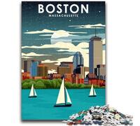 Boston at Night Travel Art 1000 Pieces Jigsaw Puzzles for Adults And Teens, Challenging Game Gifts for Is Ideal As A Gift for The Whole Family 1000pcs(50x75cm)