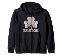 Boston Baseball Shamrock Irish Funny St Patrick's Day Boston Zip Hoodie