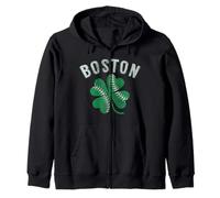 Boston Baseball Shamrock Lucky Clover St Patrick's Day Zip Hoodie