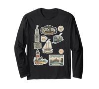 Boston Beantown Harbor Charles River North End District Long Sleeve T-Shirt