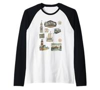 Boston Beantown Harbor Charles River North End District Raglan Baseball Tee