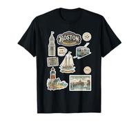 Boston Beantown Harbor Charles River North End District T-Shirt