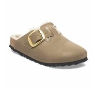 Boston Big Buckle Clogs with Faux Fur Lining beige