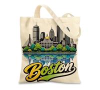 Boston Canvas Tote Bag for Women - Girls Reusable Shopping Gym Totes