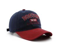 Boston Cap Unisex Baseball Cap Sun Hat Adjustable Trucker Cap, Navy Blue Red, M/L