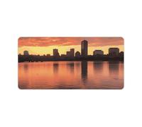 Boston Charles River City Skyline Sunset Desk Pad，Multifunctional Smooth Generic Keyboard Pad，Extended X Large Portable and Washable Desk Mat for PC Gaming, Office & Home Use