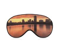 Boston Charles River City Skyline Sunset Eye Masks Sleeping Detachable Breathable Eye Cover Soft Block Light Sleep Mask for Women Men, Relaxing Pressure Night Blindfold