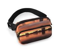 Boston Charles River City Skyline Sunset Fanny Pack Large Bum Bag with Adjustable Strap Waist Pack Crossbody Bags Waist Bags with Zipper Belt Bag
