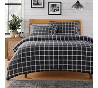 New Edge Blinds NewEdgeBlinds Boston Check Printed Duvet Set in Grey - Single, Grey