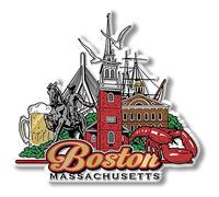 Boston City Magnet by Classic Magnets, 3D Rubber Vintage-Style Collectible Souvenirs and Gifts Made in The USA, 4" x 3.6"