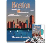 Boston City Massachusetts 1000 Pieces Jigsaw Puzzles For Teens And Adults,Toys Educational Games Stress Relieving Great Gifts And Toys 50x75cm