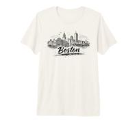 Boston City Skyline Urban Sketch Drawing Premium T-Shirt