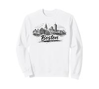 Boston City Skyline Urban Sketch Drawing Sweatshirt