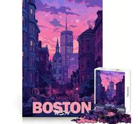 Boston Cityscape Sunset 1000 Piece Jigsaws for Teenagers Thinking Skill Stress Free Fun Neat Edges Cozy Xmas Gift (50X75CM)