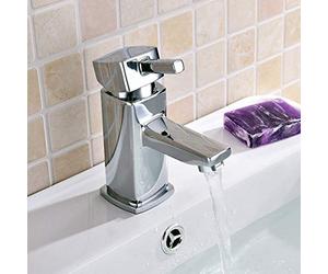 Boston Cloakroom Basin Mono Mixer Tap Chrome Square Single Lever