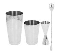 Boston Cocktail Shaker Set 304 Stainless Steel Vintage Print Multifunctional Cocktail Strainer Set with Ounce Cup and Crushed Ice Bar for Home Bar Professional Bartenders (A)