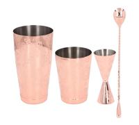 Boston Cocktail Shaker Set 304 Stainless Steel Vintage Print Multifunctional Cocktail Strainer Set with Ounce Cup and Crushed Ice Bar for Home Bar Professional Bartenders (Type 4)