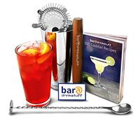 Boston Cocktail Shaker Set by bar@drinkstuff | Contains Professional Boston Cocktail Shaker Tin & Glass, 100 Cocktail Recipes book, Twisted Mixing Spoon, Cocktail Muddler & Hawthorne Strainer