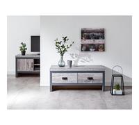 Boston Coffee Table Metal & Wood Grey 2 Drawers