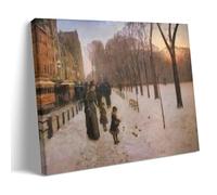 Boston Common at Twilight Impressionist Wall Art by Childe Hassam 1885 Snow Scene Poster Print Print Photo Art Painting Canvas Home Decorative Bedroom Modern Decors Frame 12x18inch(30x45cm)