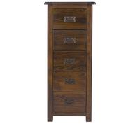 Core Boston Elegant Dark Pine 5 Drawer Narrow Chest