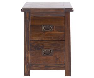 Boston Dark Small Petite 2 Drawer Bedside Side Table Lamp Table in Solid Pine
