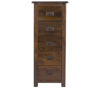 Core Boston Elegant Dark Pine 5 Drawer Narrow Chest