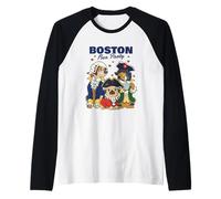 Boston Flea Party Patriotic Colonial Dogs Raglan Baseball Tee