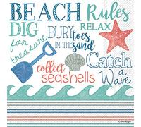 Boston International C779900 20 Count Paper Cocktail Napkins, Beach Rules