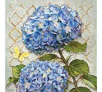 Boston International C783100 IHR 3-Ply 20 Count Paper Cocktail Napkins, Blue Heirloom Flowers