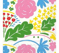 Boston International C804195 IHR Marimekko Cocktail Beverage Paper Napkins, Onni White Rose