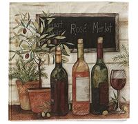 Boston International C811200 IHR Cocktail Beverage Paper Napkins, 5 x 5-Inches, Wine and Olives