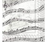 Boston International C822300 IHR 20-Count 3-Ply Cocktail Paper Napkins for Drinks, Music Notes