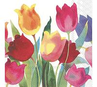 Boston International C898100 IHR 3-Ply Cocktail Beverage Paper Napkins High Performance Tulips