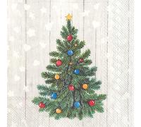 Boston International IHR 3-Ply Grey Lunch Paper Napkins, Whimsical Festive Tree