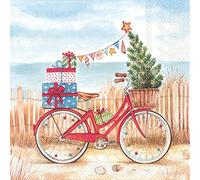 Boston International IHR 3-Ply Lunch Paper Napkins, 6.5 x 6.5 Inches, Christmas at The Seaside