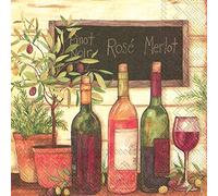 Boston International IHR 3-Ply Lunch Paper Napkins, 6.5" x 6.5", Wine and Olives
