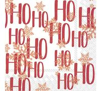 Boston International IHR 3-Ply Lunch Paper Napkins, Ho Ho Ho Printed Red