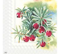 Boston International IHR 3-Ply Lunch Paper Napkins, Winter Mistletoe